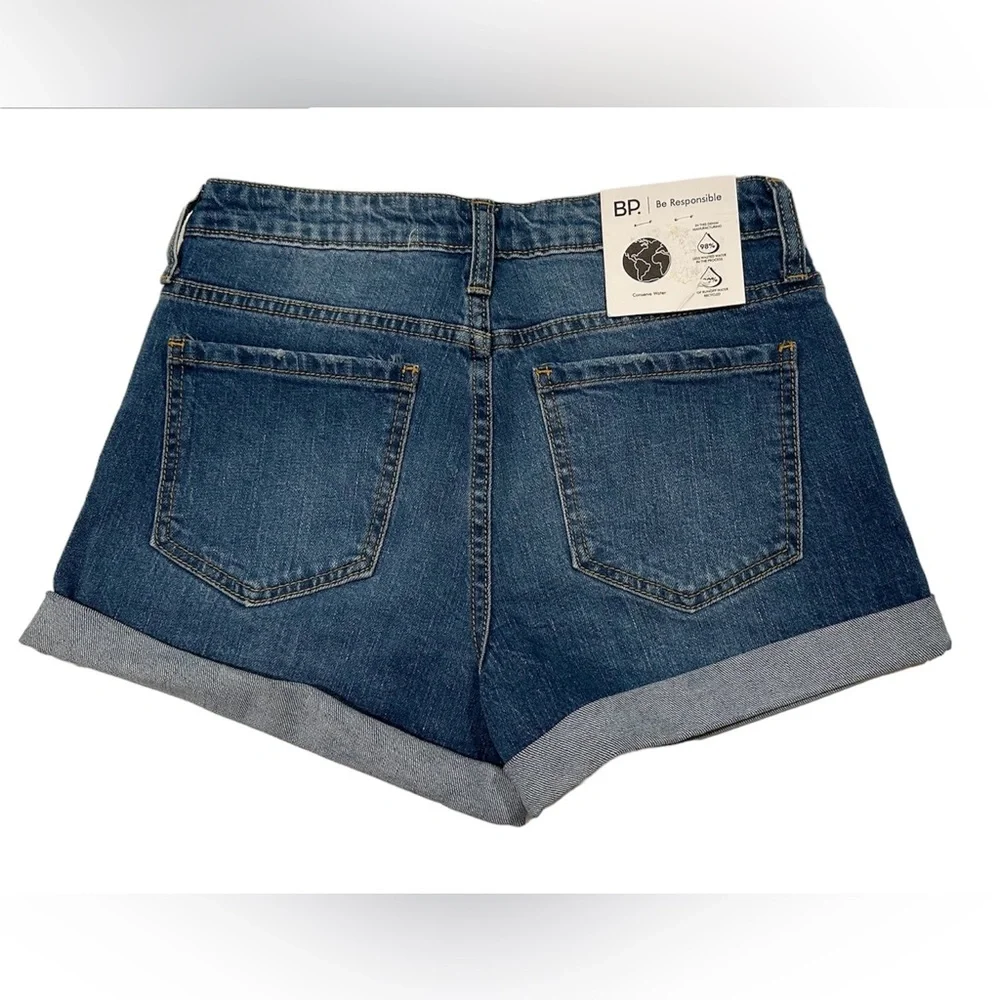 BP Authentic Blue Wash Classic 5 Pocket Denim Roll Cuff Stretch Jean Short SZ 26